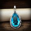 Handmade Ciondolo Fatto A Mano In Argento Sterlina 925 Con Gemma Di Topazio Blu Londinese