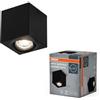 OSRAM Spot Surface faretto quadrato da soffitto, nero, con attacco GU10, compatibile con lampada normale o smart, angolo di emissione della luce flessibile, protezione IP20, alta qualità