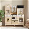 VEVOR Cucina Giocattolo per Bambini in Legno, con Luci e Suoni Realistici, Accessori Cibo e Pentole, Macchina per Ghiaccio, Microonde e Forno con Manopole, Gioco di Ruolo, per Bambini da 3 a 8 Anni