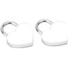 Zerodis Set Di 2 Lucchetti A Forma Di Cuore In Metallo, Colorati, Squisita Chiusura Per La Casa, Con Chiavi, Piccola Serratura A Forma Di Cuore, In Metallo, Mini Serratura Con Serratura (Bianco)