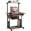 Yaheetech Scrivania per Computer, Tavolo Porta PC, Scrivania Moderno Porta Stampante da Studio con Ruote, Scrittoio con Tastiera Scorrevole, Tavolo da Lavoro