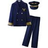 ReliBeauty Costumi di Carnevale Pilota Costume Poliziotto Bambino con Cappello blu,150