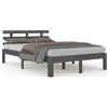 vidaXL Letto in legno massiccio grigio 150x200 cm