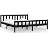 vidaXL Letto in legno massiccio nero 160x200 cm