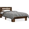 vidaXL Struttura letto in rovere affumicato 90x190 cm materiale a base di legno e metallo
