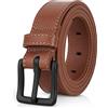 ITAY Belts ITAY - Cintura senza metallo, in pelle ipoallergenica, cintura TSA, robusta cintura regolabile da uomo, senza nichel, Marrone, Size 41/105