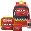 Get Trend Disney Cars Saetta McQueen 4 Pezzi Grande Zaino Ragazzo Set con 46 cm Zaino, Borsa Termica Porta Pranzo, Borraccia 500 ml Senza BPA e Astuccio (Rosso/Giallo Cars)