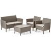 Keter Salemo Lounge Set, Set Mobili Da Giardino In Rattan Con Divano 2 Posti 2 Poltrone E Tavolino Porta Cuscini, Cappuccino