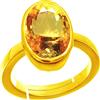 AKSHITA GEMS Sunela - Anello con citrino da 8 carati, certificato, naturale, taglio ovale, con pietra preziosa citrina, placcato oro, regolabile, misura 16-40, Ottone, Citrino