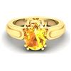 AKSHITA GEMS Anello placcato oro con zaffiro giallo naturale da 3,25 carati, 2 carati, non riscaldato, qualità A+ (certificato lab), free size, Ottone, Zaffiro giallo