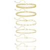 Emibele Bracciali Oro per Donne 14K Placcato Oro Set Bracciale Impilabile per Donne Regolabile Maglia Cubana Graffetta perla Bracciali Stratificati Delicato Bracciale Gold Stack