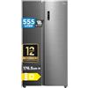 Midea MDRS710FGD46 Frigorifero Side-by-Side 555L, Total No Frost, Compressore Inverter, 360° Multi Air Flow, Ultra Silenzioso 37 dB, 349L Frigorifero + 206L Congelatore, Steel Gray