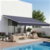 VEVOR Tenda Parasole Retrattile Manuale 400 x 300 cm per Esterno, Tenda Ombreggiante Regolabile, Colore Grigio, in Poliestere Impermeabile con Manovella, per Terrazzo Balcone Giardino Porta Finestra