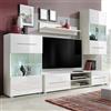 GuyAna Mobile TV a Parete Con Vetrina 5 Pz Illuminazione LED Bianco, Moderno, Soggiorno, Mobili Salotto Porta TV
