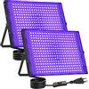 CREATESTAR LED Luce Nera 300W 2 Pezzi, Faro UV LED IP66 Impermeabile Faretto con 1,5m Spina, Lampada per Festa Glow Acquario Bar Poster Fluorescente Halloween Discoteca