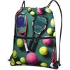Generic Sportiva Sacche Funny Tennis Racquets And Tennis Balls Print Borsa con Coulisse Portatile Sacche Zaino Multifunzione per Shopping Compleanno Regalino