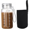 Ameble Bottiglia d'Acqua con Misure, Bottiglia per Il Latte in Vetro con Coperchio, Bottiglie d'Acqua in Vetro borosilicato, Custodia per Tazza a Prova di perdite Adatta al microonde - 300 ml