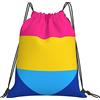 Generic Zaino con Coulisse Bisexual Panromantic Pride Flag Drawstring Backpack Resistente Sacchetta Sportiva Grande capacità Borsa con Coulisse per Spiaggia Unisex Vacanze