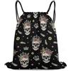 Generic Vintage Skull Flower Borsa Coulisse Zainetto Sportiva Moda Regolabile per Escursionismo Nuoto Vacanze Borsa Palestra 36X42Cm