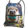 Generic Borsa con Coulisse Lovely Hedgehog Sportiva Sacche Lavabile Sacche Zaino Multifunzione per Allenamento Compleanno Regalino
