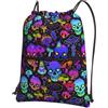 Generic Sportiva Sacche Halloween Skull Borsa con Coulisse Portatile Sport Gym Sacca Borsa Leggero per Yoga Scuola
