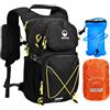 ONETOALL Zaino Trekking 20l con Bolsa de Agua 2L e Coprizaino, Zaino MTB Idratazione, Zaino Sci Trail Running Impermeabile per Uomo e Donna per Moto Bici, Escursionismo e Montagna