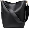 ZJIMLIN Borse a secchiello da donna in pelle PU con 2 tracolla regolabile per chitarra Hobo Borse da donna, nero
