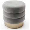 INTRECCI Pouf Creamy in Velluto con Base Oro Elegante | Sgabello Poggiapiedi Imbottito per Salotto e Camera da Letto | Poltroncina Rotonda, Design Moderno a Tre Strati | Ø 38 cm - Colore: Grigio