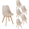 JZGORC Set di 6 sedie da cucina in stile nordico, Gambe in plastica color kaki, sedili imbottiti in similpelle, Adatte per Sala da Pranzo, Soggiorno, Cucina, Camera da Letto-Cachi