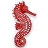SICILIA BEDDA CAPACI Cavalluccio Marino con rilievi, in Ceramica Siciliana, Varie opzioni Dimensione e Colore (1Unità) - Rosso, h 12 cm