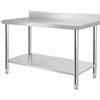 HENGMEI Tavolo da Lavoro in Acciaio Inossidabile 150×50×85 cm con Alzatina per Cucina Professionale