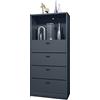 Vladon Cassettiera Pino V3, Credenza con 4 cassetti e 1 vano a Giorno, Antracite/indefinito Senza LED (56 x 125 x 36 cm)