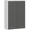 AKORD Mobiletto Bagno Sospeso FIN 64 cm - 2 Ante, 4 Ripiani - Pensile Bagno Salvaspazio Opaco 64x94x30 cm - Armadietto Modulare Sospeso per Spazi Stretti - Bianco & Grigio Grafite
