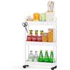 FoiiLiio Carrello Portaoggetti a 3 Livelli,Scaffale da Cucina Mobile,Carrello Bagno Salvaspazio,Carrellino Cucina Salvaspazio a Ruote,Carrello con Ruote per Ufficio,Bagno,Bianco,38.8 x 12.5 x 65 cm