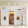 Kebnor Grande letto a soppalco in legno con armadio integrato, 2 finestre e illuminazione a LED, bianco (140 x 200 cm)