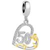 ZakiaHo Ciondoli placcati in oro da 12, 13, 16, 18, 21, 30, 40, 50, 60, 70, 80, per compleanni, braccialetti da donna, a forma di rosa, a forma di cuore, compatibili con braccialetti Pandora, Rame