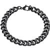 FindChic Bracciale Uomo Acciaio Inossidabile Braccialetto Uomo Bracciali a Catena Cubana Piatto 9mm Lunghezza 19cm Placcato Nero Regalo di Natale/San Valentino/Compleanno