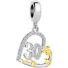 ZakiaHo Ciondoli placcati in oro da 12, 13, 16, 18, 21, 30, 40, 50, 60, 70, 80, per compleanni, braccialetti da donna, a forma di rosa, a forma di cuore, compatibili con braccialetti Pandora, Rame