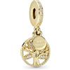 PANDORA Icons Pendente con albero genealogico placcato in oro 14 k con zirconi cubici trasparenti