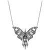 Restyle Collana gotica Sanctuary Moth - Ciondolo a forma di falena stile Whimsigoth e Witchy, ottone placcato in argento Sterling 925, catena regolabile da 25 cm