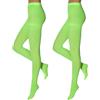 krautwear Collant da donna e ragazza, 60 denari, carnevale, sport, colori neon, Verde fluo (2 pezzi), L-XL