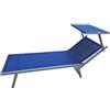 WEBMARKETPOINT Lettino spiaggia prendisole Rimini blu in alluminio.