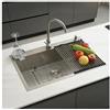 SCYOMSTORE Lavello Cucina 85x50 cm in Acciaio Inox Spazzolato, 1 Vasca con Rubinetto, Set Completo con Scolapiatti, Griglia di Scarico, Dispenser Sapone e Kit di Scarico, Installazione da Appoggio o Sottopiano