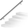 Fiqops - Corrimano in acciaio inox, 110 cm, corrimano per scale, appoggiamano a parete, Ø 42 mm, per interni ed esterni, con supporto a parete e tasselli in metallo
