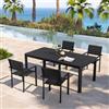 DEGHI Set pranzo antracite con tavolo 200/260/320x100 cm e 4 sedie con braccioli in alluminio a doghe - Carioca