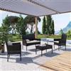 DEGHI Set relax 4 posti in polyrattan nero con cuscini beige - Beba