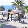 DEGHI Set pranzo tavolo 90/180x90 cm top effetto legno miele e 4 sedie in textilene e alluminio antracite - Carioca Wood