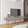 DEGHI Mobile porta tv 195x57h cm tortora con 2 ante a ribalta e piedi in metallo nero - Joanne