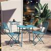 DEGHI Set bistrot con tavolo 60x60 cm e 2 sedie pieghevoli in acciaio blu maldive - Faber