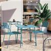 DEGHI Set bistrot con tavolo 70x70 cm e 2 sedie in acciaio blu maldive - Faber